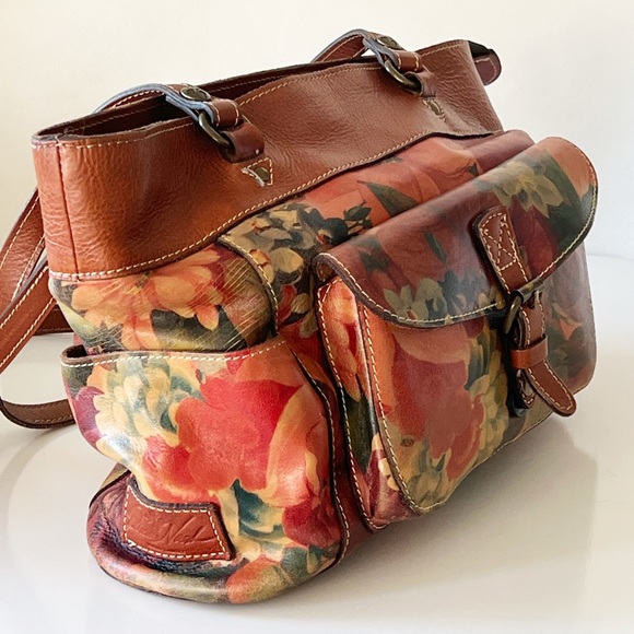 Patricia Nash Bolsena Tote English Mums Multi Brown Earthy Floral Leather Bag - Picture 4 of 16